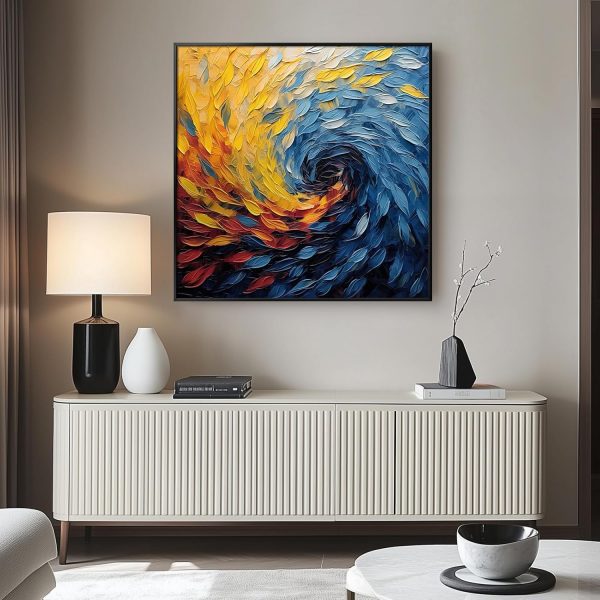 Large Framed Navy Blue Modern Abstract Wall Art for Living Room, Canvas Paintings Artwork for Walls, Minimalist Blue Art Prints Pictures for Hallway, Bedroom, Office Wall Decor -30x30 Inch - Image 23
