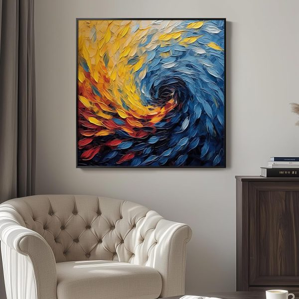Large Framed Navy Blue Modern Abstract Wall Art for Living Room, Canvas Paintings Artwork for Walls, Minimalist Blue Art Prints Pictures for Hallway, Bedroom, Office Wall Decor -30x30 Inch - Image 26