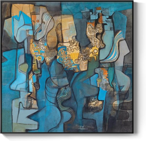 Large Framed Navy Blue Modern Abstract Wall Art for Living Room, Canvas Paintings Artwork for Walls, Minimalist Blue Art Prints Pictures for Hallway, Bedroom, Office Wall Decor -30x30 Inch - Image 28