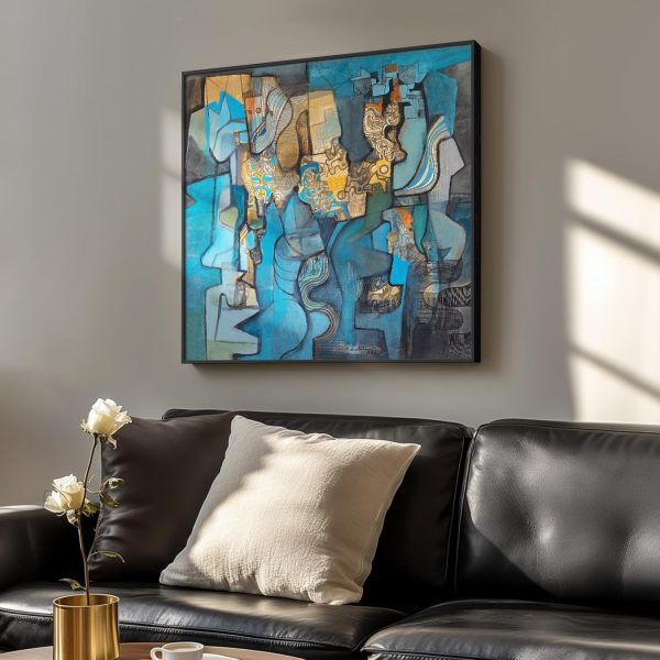 Large Framed Navy Blue Modern Abstract Wall Art for Living Room, Canvas Paintings Artwork for Walls, Minimalist Blue Art Prints Pictures for Hallway, Bedroom, Office Wall Decor -30x30 Inch - Image 30