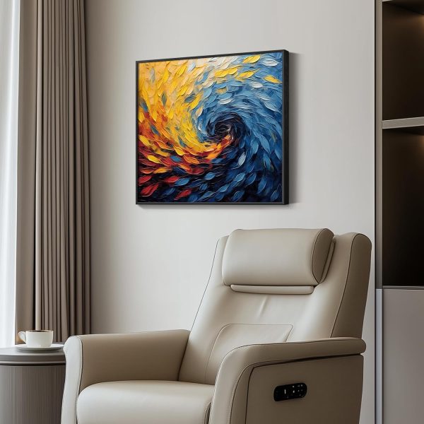 Large Framed Navy Blue Modern Abstract Wall Art for Living Room, Canvas Paintings Artwork for Walls, Minimalist Blue Art Prints Pictures for Hallway, Bedroom, Office Wall Decor -30x30 Inch - Image 37