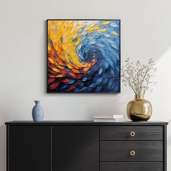 Large Framed Navy Blue Modern Abstract Wall Art for Living Room, Canvas Paintings Artwork for Walls, Minimalist Blue Art Prints Pictures for Hallway, Bedroom, Office Wall Decor -30x30 Inch - Image 38