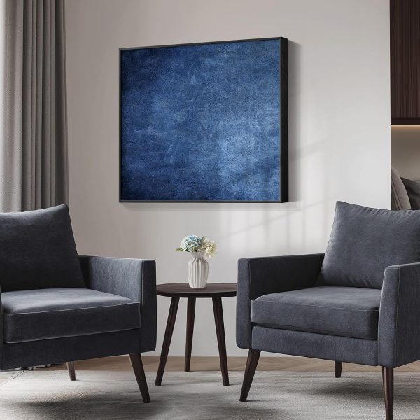 Large Framed Navy Blue Modern Abstract Wall Art for Living Room, Canvas Paintings Artwork for Walls, Minimalist Blue Art Prints Pictures for Hallway, Bedroom, Office Wall Decor -30x30 Inch - Image 41