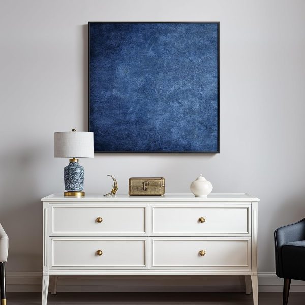 Large Framed Navy Blue Modern Abstract Wall Art for Living Room, Canvas Paintings Artwork for Walls, Minimalist Blue Art Prints Pictures for Hallway, Bedroom, Office Wall Decor -30x30 Inch - Image 42