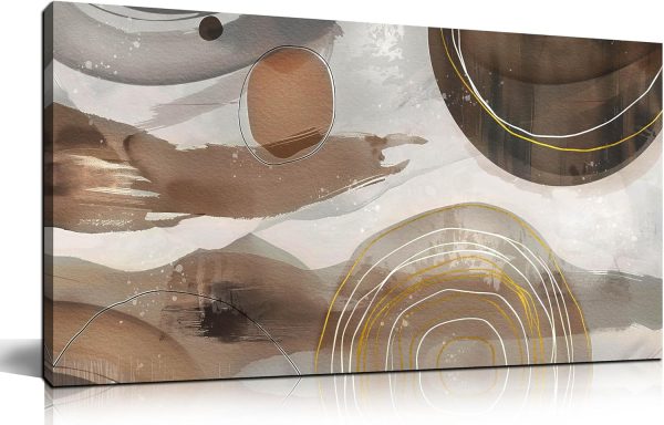 Grey and Brown Boho Abstract Canvas Wall Art for Living Room Bedroom Home Office Large Abstract Prints Modern Wall Decor Size 20x40