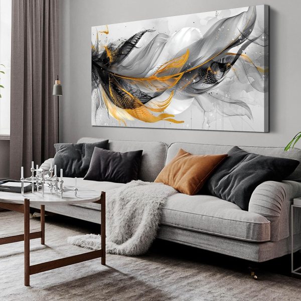 Grey and Brown Boho Abstract Canvas Wall Art for Living Room Bedroom Home Office Large Abstract Prints Modern Wall Decor Size 20x40 - Image 2