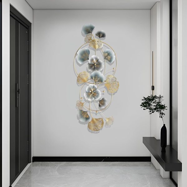 QXSXKJ 3D Metal Wall Decor with Silent Clocks, Retro Gold Metal Wall Art Ginkgo Decor,Battery Powered H and V Adjustable Clock Décor, Large Decorations Art For Livingroom Bedroom Kitchen - Image 11