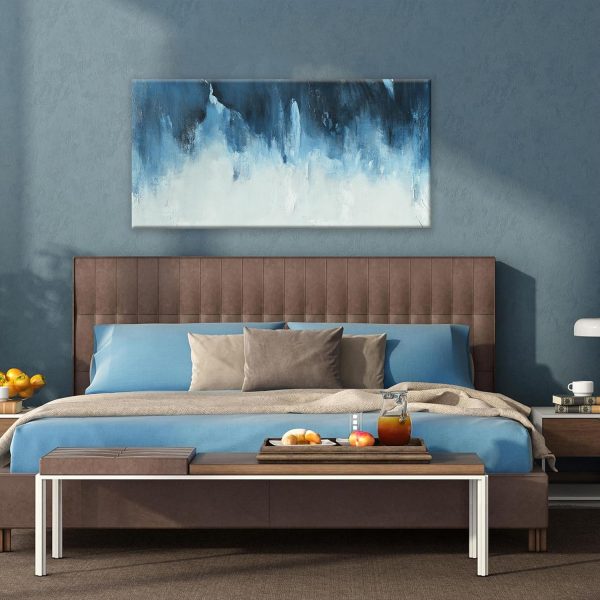 Canvas Wall Art Decor Modern Wall Art Decor Prints Gold Wall Art Pictures Wall Decor Blue Grey Misty Botanical Textured Artwork for Walls For Room Living Room Bedroom Office Wall Decor 20"X40" - Image 4