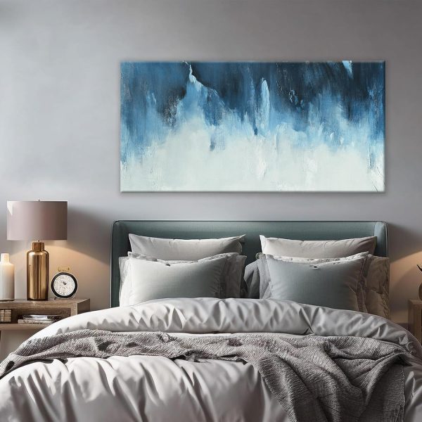 Canvas Wall Art Decor Modern Wall Art Decor Prints Gold Wall Art Pictures Wall Decor Blue Grey Misty Botanical Textured Artwork for Walls For Room Living Room Bedroom Office Wall Decor 20"X40" - Image 5