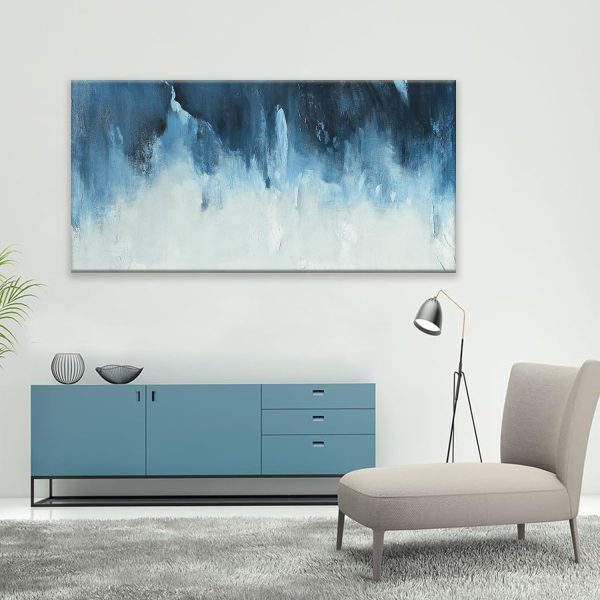 Canvas Wall Art Decor Modern Wall Art Decor Prints Gold Wall Art Pictures Wall Decor Blue Grey Misty Botanical Textured Artwork for Walls For Room Living Room Bedroom Office Wall Decor 20"X40" - Image 7