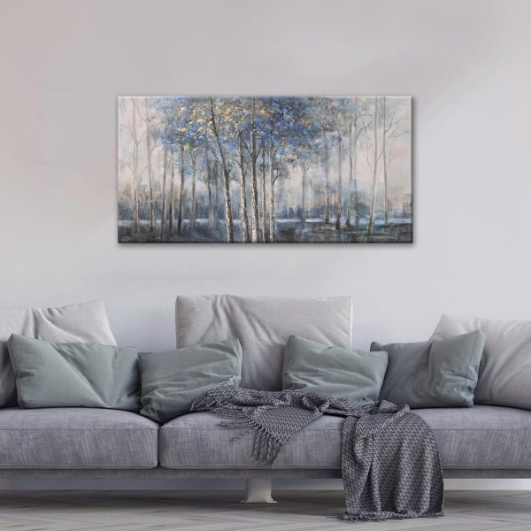 Canvas Wall Art Decor Modern Wall Art Decor Prints Gold Wall Art Pictures Wall Decor Blue Grey Misty Botanical Textured Artwork for Walls For Room Living Room Bedroom Office Wall Decor 20"X40" - Image 20