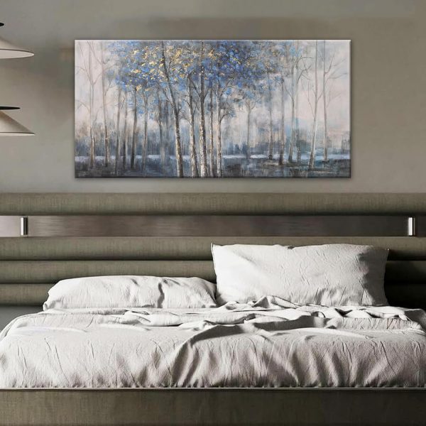 Canvas Wall Art Decor Modern Wall Art Decor Prints Gold Wall Art Pictures Wall Decor Blue Grey Misty Botanical Textured Artwork for Walls For Room Living Room Bedroom Office Wall Decor 20"X40" - Image 21