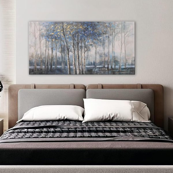 Canvas Wall Art Decor Modern Wall Art Decor Prints Gold Wall Art Pictures Wall Decor Blue Grey Misty Botanical Textured Artwork for Walls For Room Living Room Bedroom Office Wall Decor 20"X40" - Image 23