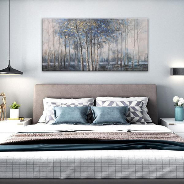 Canvas Wall Art Decor Modern Wall Art Decor Prints Gold Wall Art Pictures Wall Decor Blue Grey Misty Botanical Textured Artwork for Walls For Room Living Room Bedroom Office Wall Decor 20"X40" - Image 26