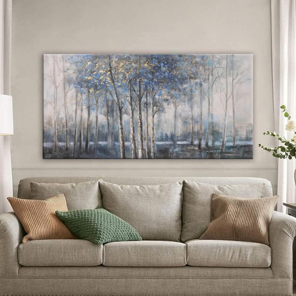 Canvas Wall Art Decor Modern Wall Art Decor Prints Gold Wall Art Pictures Wall Decor Blue Grey Misty Botanical Textured Artwork for Walls For Room Living Room Bedroom Office Wall Decor 20"X40" - Image 27