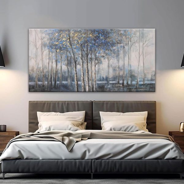 Canvas Wall Art Decor Modern Wall Art Decor Prints Gold Wall Art Pictures Wall Decor Blue Grey Misty Botanical Textured Artwork for Walls For Room Living Room Bedroom Office Wall Decor 20"X40" - Image 28