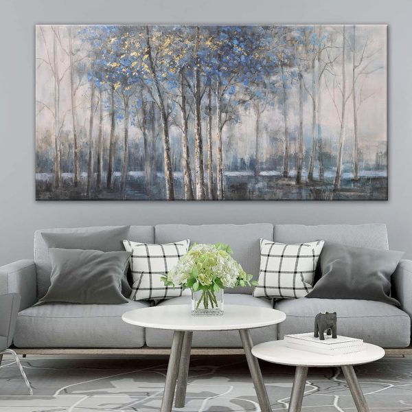 Canvas Wall Art Decor Modern Wall Art Decor Prints Gold Wall Art Pictures Wall Decor Blue Grey Misty Botanical Textured Artwork for Walls For Room Living Room Bedroom Office Wall Decor 20"X40" - Image 35
