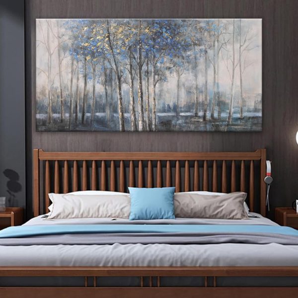 Canvas Wall Art Decor Modern Wall Art Decor Prints Gold Wall Art Pictures Wall Decor Blue Grey Misty Botanical Textured Artwork for Walls For Room Living Room Bedroom Office Wall Decor 20"X40" - Image 36