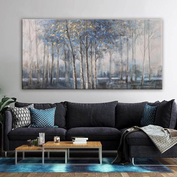Canvas Wall Art Decor Modern Wall Art Decor Prints Gold Wall Art Pictures Wall Decor Blue Grey Misty Botanical Textured Artwork for Walls For Room Living Room Bedroom Office Wall Decor 20"X40" - Image 37