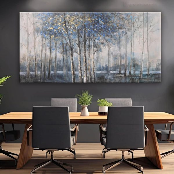 Canvas Wall Art Decor Modern Wall Art Decor Prints Gold Wall Art Pictures Wall Decor Blue Grey Misty Botanical Textured Artwork for Walls For Room Living Room Bedroom Office Wall Decor 20"X40" - Image 39