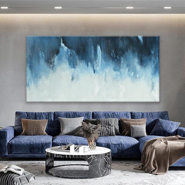 Canvas Wall Art Decor Modern Wall Art Decor Prints Gold Wall Art Pictures Wall Decor Blue Grey Misty Botanical Textured Artwork for Walls For Room Living Room Bedroom Office Wall Decor 20"X40" - Image 40