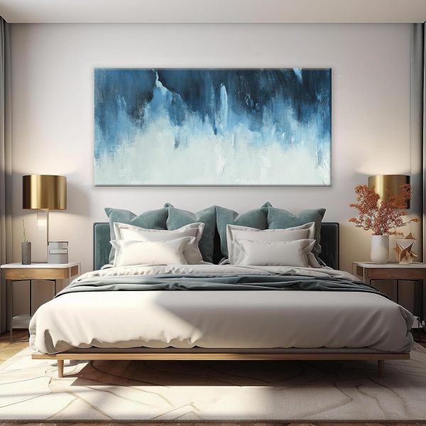 Canvas Wall Art Decor Modern Wall Art Decor Prints Gold Wall Art Pictures Wall Decor Blue Grey Misty Botanical Textured Artwork for Walls For Room Living Room Bedroom Office Wall Decor 20"X40" - Image 41