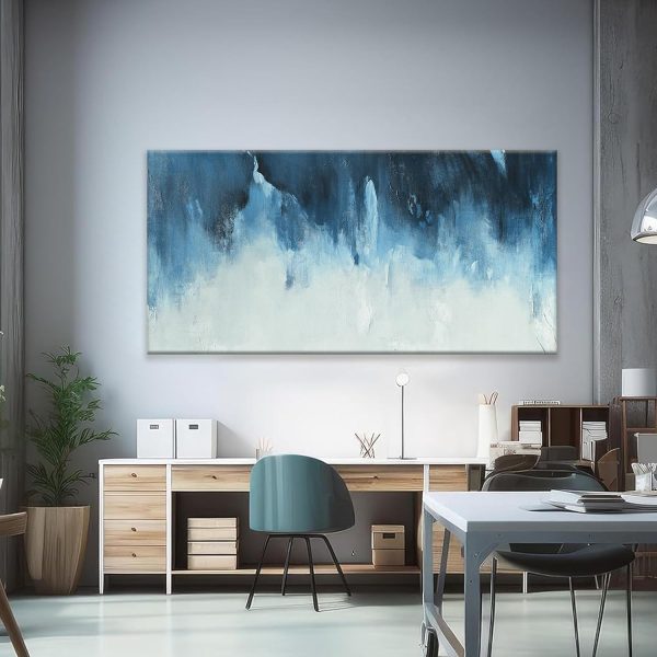 Canvas Wall Art Decor Modern Wall Art Decor Prints Gold Wall Art Pictures Wall Decor Blue Grey Misty Botanical Textured Artwork for Walls For Room Living Room Bedroom Office Wall Decor 20"X40" - Image 42
