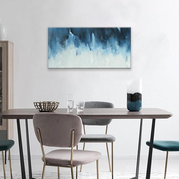 Canvas Wall Art Decor Modern Wall Art Decor Prints Gold Wall Art Pictures Wall Decor Blue Grey Misty Botanical Textured Artwork for Walls For Room Living Room Bedroom Office Wall Decor 20"X40" - Image 64