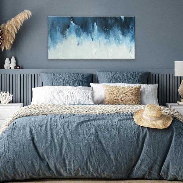 Canvas Wall Art Decor Modern Wall Art Decor Prints Gold Wall Art Pictures Wall Decor Blue Grey Misty Botanical Textured Artwork for Walls For Room Living Room Bedroom Office Wall Decor 20"X40" - Image 65