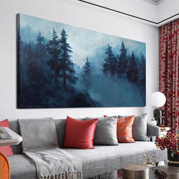 Canvas Wall Art Decor Modern Wall Art Decor Prints Gold Wall Art Pictures Wall Decor Blue Grey Misty Botanical Textured Artwork for Walls For Room Living Room Bedroom Office Wall Decor 20"X40" - Image 72