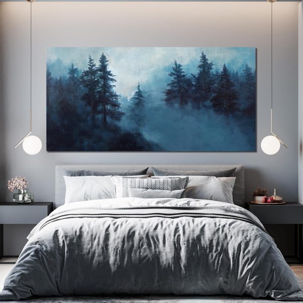 Canvas Wall Art Decor Modern Wall Art Decor Prints Gold Wall Art Pictures Wall Decor Blue Grey Misty Botanical Textured Artwork for Walls For Room Living Room Bedroom Office Wall Decor 20"X40" - Image 74