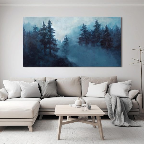 Canvas Wall Art Decor Modern Wall Art Decor Prints Gold Wall Art Pictures Wall Decor Blue Grey Misty Botanical Textured Artwork for Walls For Room Living Room Bedroom Office Wall Decor 20"X40" - Image 75