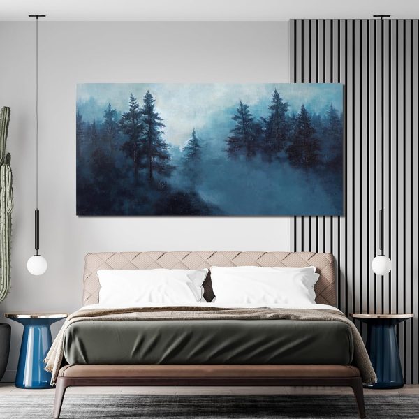 Canvas Wall Art Decor Modern Wall Art Decor Prints Gold Wall Art Pictures Wall Decor Blue Grey Misty Botanical Textured Artwork for Walls For Room Living Room Bedroom Office Wall Decor 20"X40" - Image 77