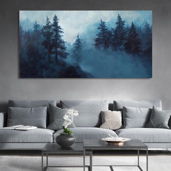 Canvas Wall Art Decor Modern Wall Art Decor Prints Gold Wall Art Pictures Wall Decor Blue Grey Misty Botanical Textured Artwork for Walls For Room Living Room Bedroom Office Wall Decor 20"X40" - Image 83