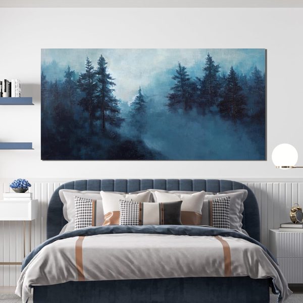 Canvas Wall Art Decor Modern Wall Art Decor Prints Gold Wall Art Pictures Wall Decor Blue Grey Misty Botanical Textured Artwork for Walls For Room Living Room Bedroom Office Wall Decor 20"X40" - Image 84