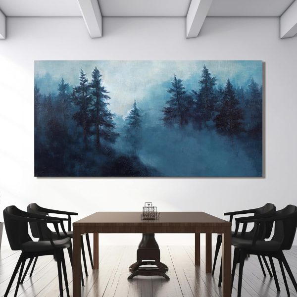 Canvas Wall Art Decor Modern Wall Art Decor Prints Gold Wall Art Pictures Wall Decor Blue Grey Misty Botanical Textured Artwork for Walls For Room Living Room Bedroom Office Wall Decor 20"X40" - Image 85