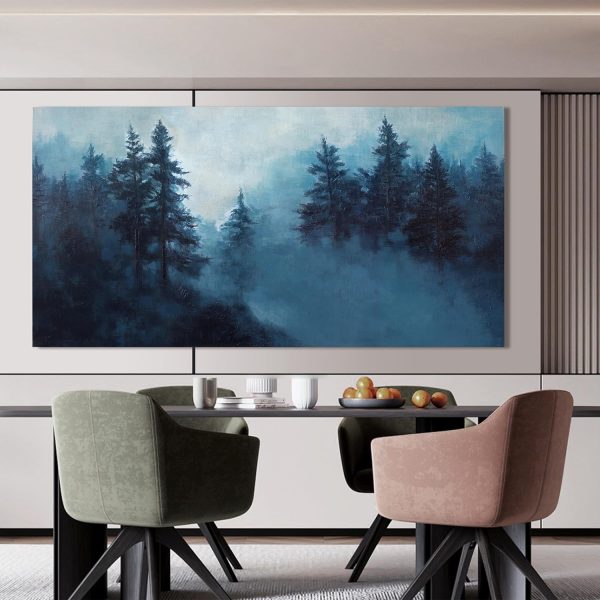 Canvas Wall Art Decor Modern Wall Art Decor Prints Gold Wall Art Pictures Wall Decor Blue Grey Misty Botanical Textured Artwork for Walls For Room Living Room Bedroom Office Wall Decor 20"X40" - Image 86