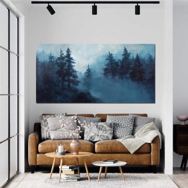 Canvas Wall Art Decor Modern Wall Art Decor Prints Gold Wall Art Pictures Wall Decor Blue Grey Misty Botanical Textured Artwork for Walls For Room Living Room Bedroom Office Wall Decor 20"X40" - Image 87