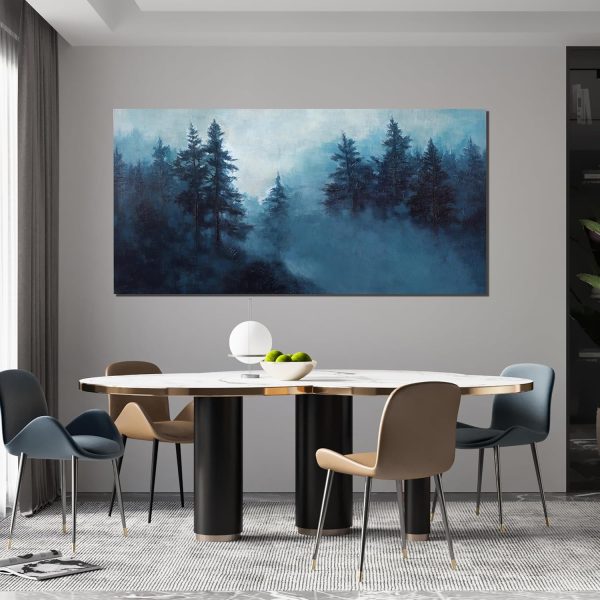 Canvas Wall Art Decor Modern Wall Art Decor Prints Gold Wall Art Pictures Wall Decor Blue Grey Misty Botanical Textured Artwork for Walls For Room Living Room Bedroom Office Wall Decor 20"X40" - Image 90