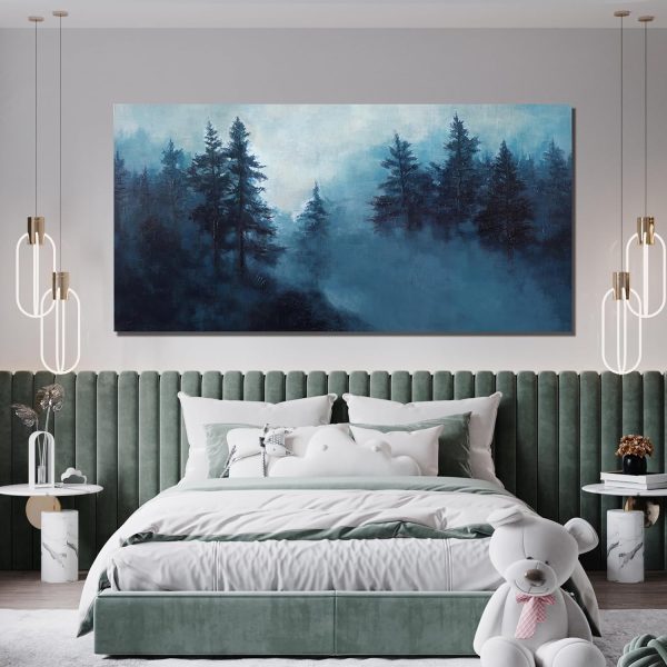 Canvas Wall Art Decor Modern Wall Art Decor Prints Gold Wall Art Pictures Wall Decor Blue Grey Misty Botanical Textured Artwork for Walls For Room Living Room Bedroom Office Wall Decor 20"X40" - Image 91