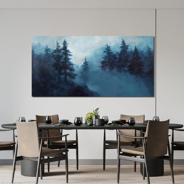 Canvas Wall Art Decor Modern Wall Art Decor Prints Gold Wall Art Pictures Wall Decor Blue Grey Misty Botanical Textured Artwork for Walls For Room Living Room Bedroom Office Wall Decor 20"X40" - Image 92