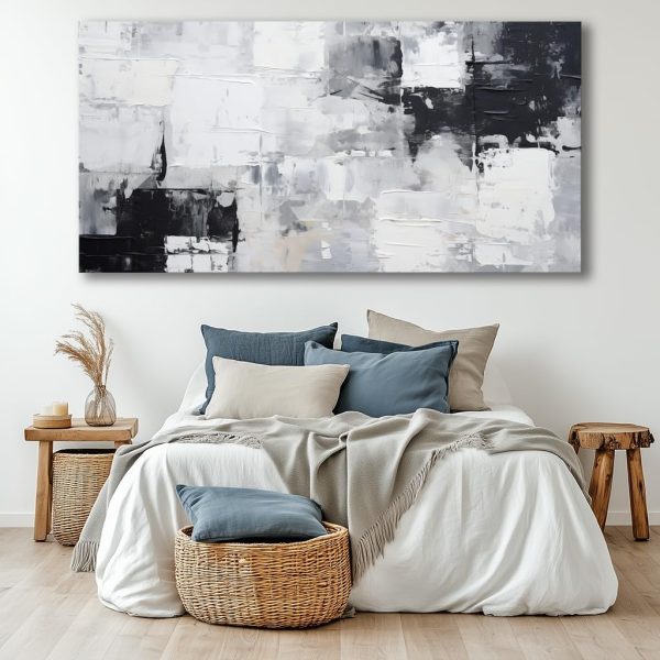 Abstract Wall Art Black and White Modern Artwork Geometric Line Art Canvas Painting Wall Decor for Living Room Bedroom Dining Room Home Office Decor 20"x40" with Framed… - Image 3