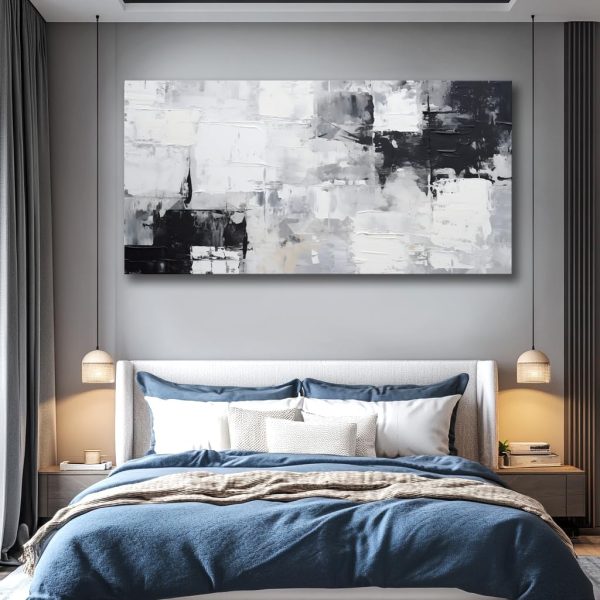 Abstract Wall Art Black and White Modern Artwork Geometric Line Art Canvas Painting Wall Decor for Living Room Bedroom Dining Room Home Office Decor 20"x40" with Framed… - Image 5