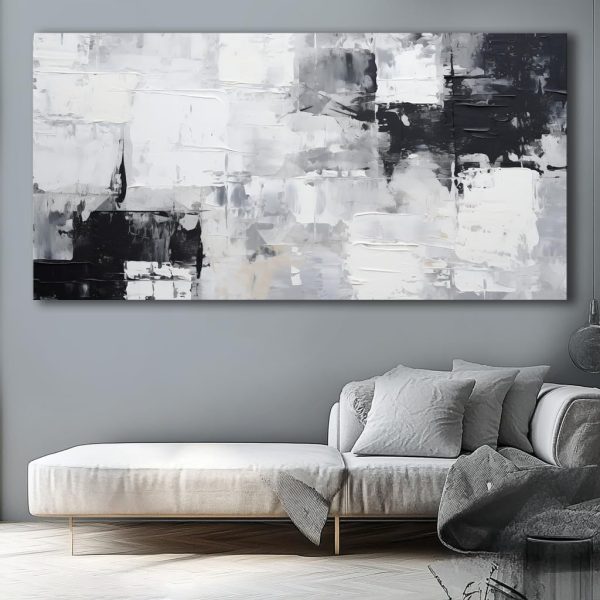 Abstract Wall Art Black and White Modern Artwork Geometric Line Art Canvas Painting Wall Decor for Living Room Bedroom Dining Room Home Office Decor 20"x40" with Framed… - Image 6