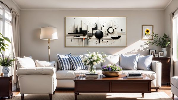 Abstract Wall Art Black and White Modern Artwork Geometric Line Art Canvas Painting Wall Decor for Living Room Bedroom Dining Room Home Office Decor 20"x40" with Framed… - Image 11