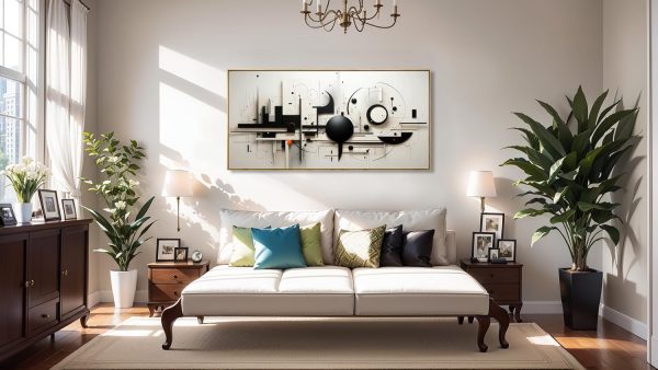 Abstract Wall Art Black and White Modern Artwork Geometric Line Art Canvas Painting Wall Decor for Living Room Bedroom Dining Room Home Office Decor 20"x40" with Framed… - Image 12