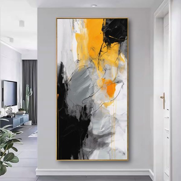 Abstract Wall Art Black and White Modern Artwork Geometric Line Art Canvas Painting Wall Decor for Living Room Bedroom Dining Room Home Office Decor 20"x40" with Framed… - Image 36