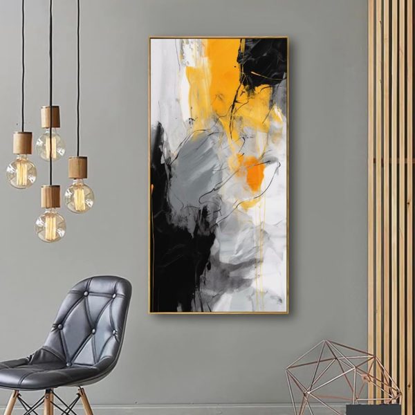 Abstract Wall Art Black and White Modern Artwork Geometric Line Art Canvas Painting Wall Decor for Living Room Bedroom Dining Room Home Office Decor 20"x40" with Framed… - Image 37
