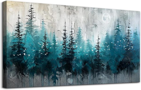 MHARTK66 Wall Art For Living Room Large Wall Decor For Office Modern Bedroom Wall Decor Blue Beach Sun Ocean Landscape Canvas Prints Wall Paintings Seascape Framed Pictures Artwork Home Decor 40x20 - Image 2
