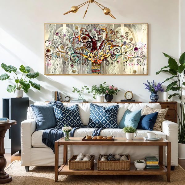 Wall Art Abstract Art Paintings Tree of Life Posters Prints Landscape Picture Colorful Modern Canvas Painting for Living Room Bedroom Office Large Decor 20"x40" with Framed - Image 21